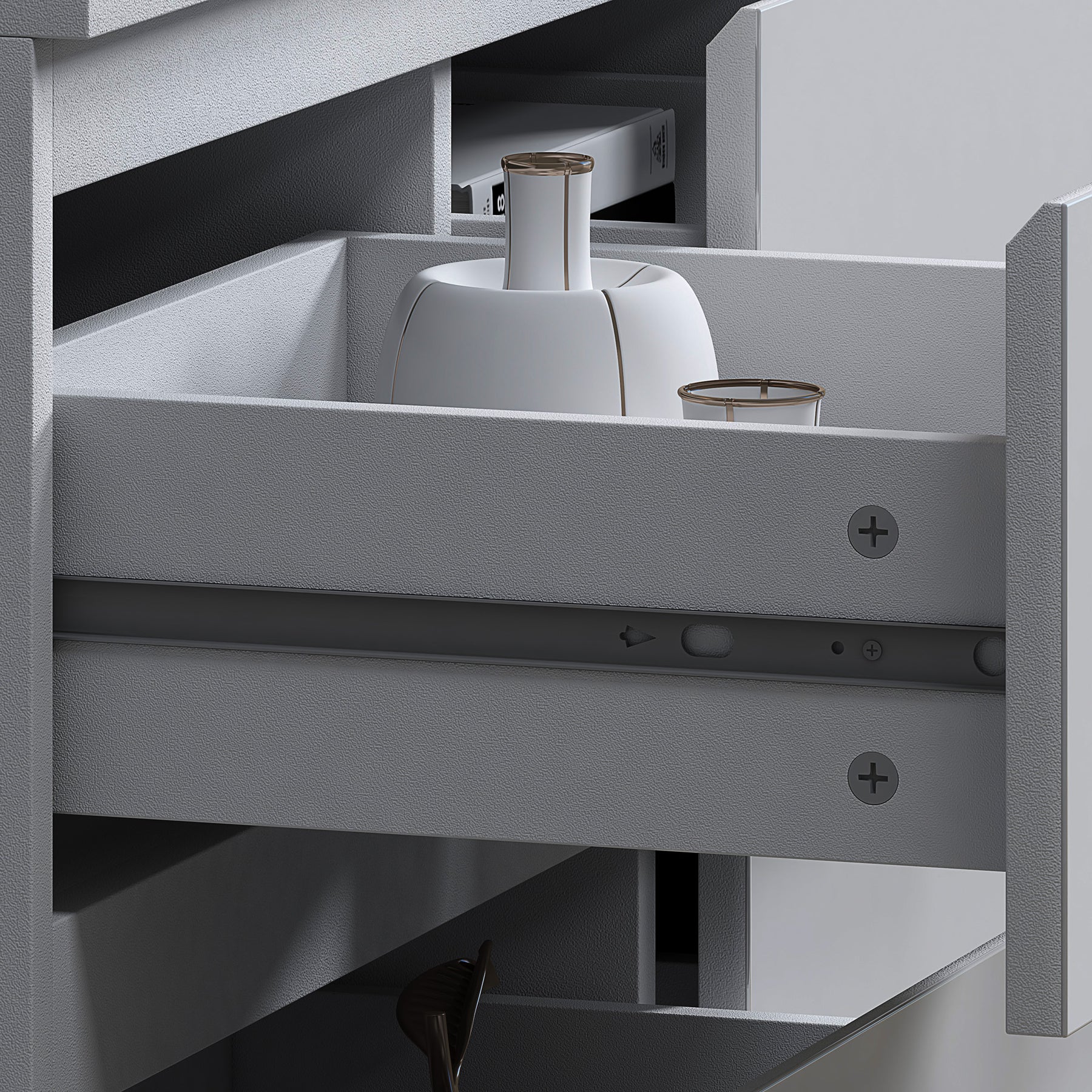 FWStyle Stora 7 Drawer Merchant Chest Of Drawers - White Gloss Front