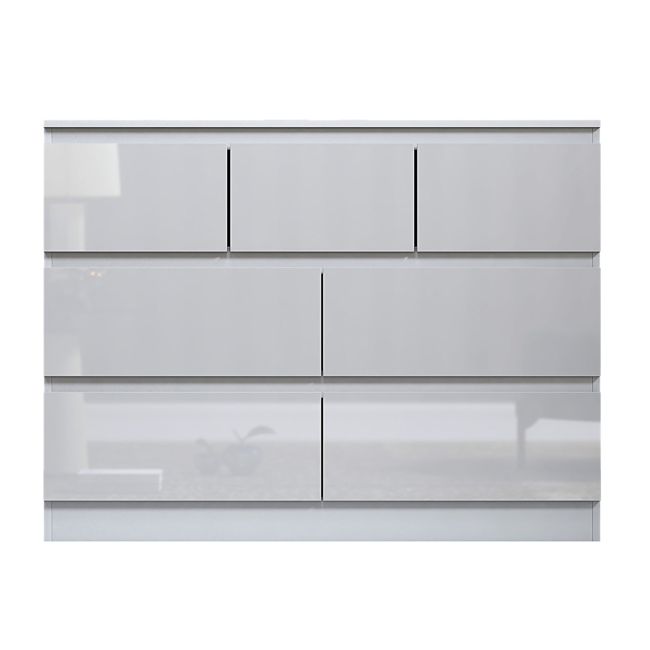 FWStyle Stora 7 Drawer Merchant Chest Of Drawers - White Gloss Front