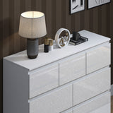 FWStyle Stora 7 Drawer Merchant Chest Of Drawers - White Gloss Front