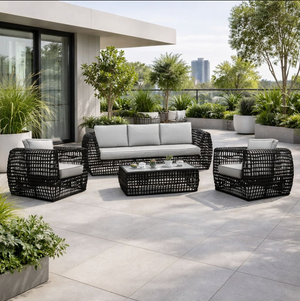 Amalfi Black 5 Seater Outdoor Set With Ceramic Coffee Table