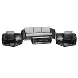 Amalfi Black 5 Seater Outdoor Set With Ceramic Coffee Table