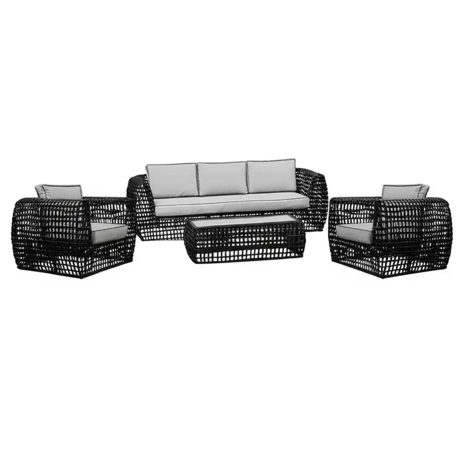 Amalfi Black 5 Seater Outdoor Set With Ceramic Coffee Table
