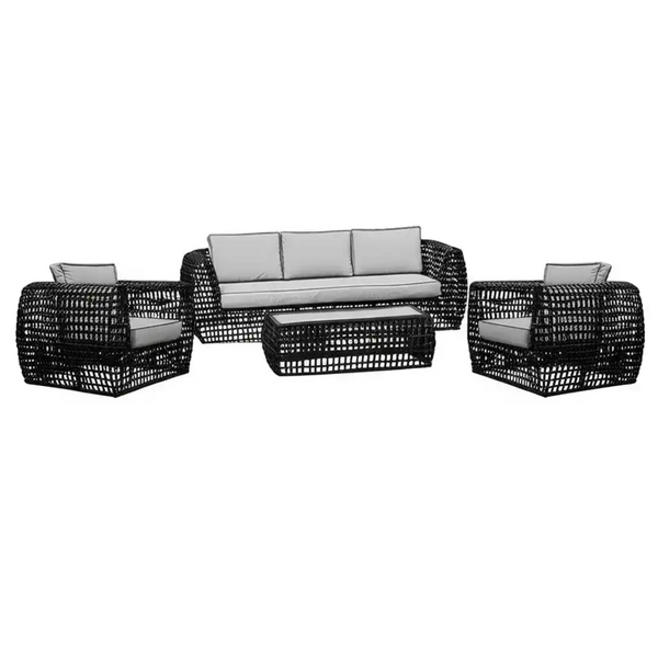 Amalfi Black 5 Seater Outdoor Set With Ceramic Coffee Table