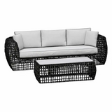 Amalfi Black 5 Seater Outdoor Set With Ceramic Coffee Table