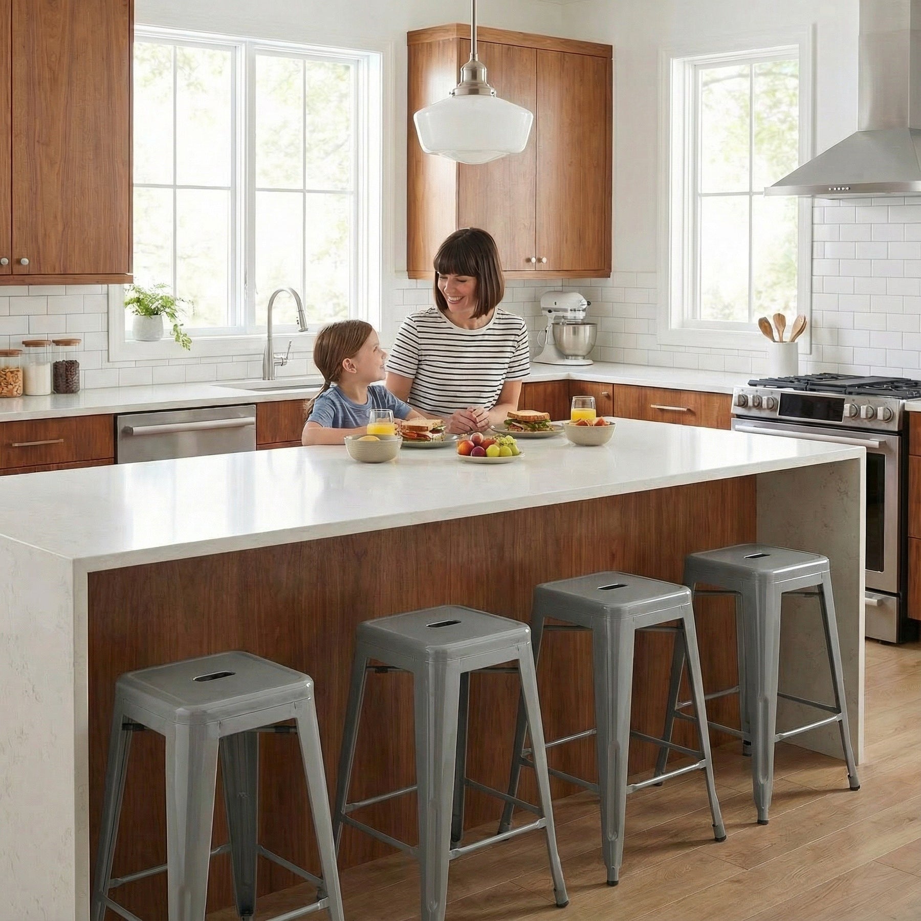 Bistro Pack Of 4 24 Silver Countertop Stools