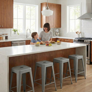 Bistro Pack Of 4 24 Silver Countertop Stools