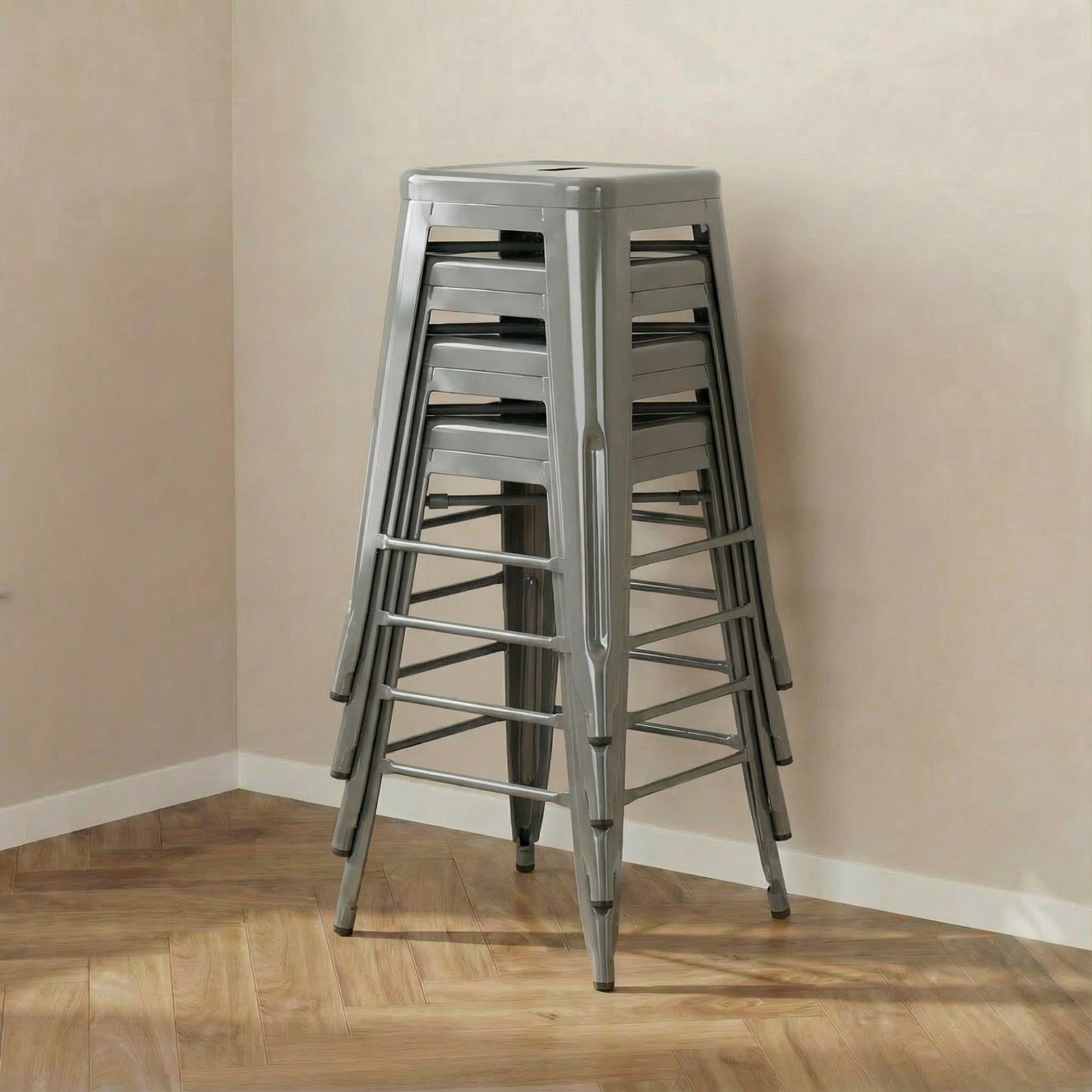 Bistro Pack Of 4 24 Silver Countertop Stools