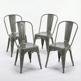 Bistro Pack Of 4 Silver Metal Chairs