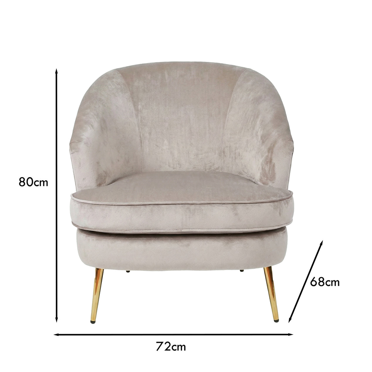 Loretta Armchair Stone Velvet Padded Cushioned Tub Chair