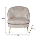 Loretta Armchair Stone Velvet Padded Cushioned Tub Chair