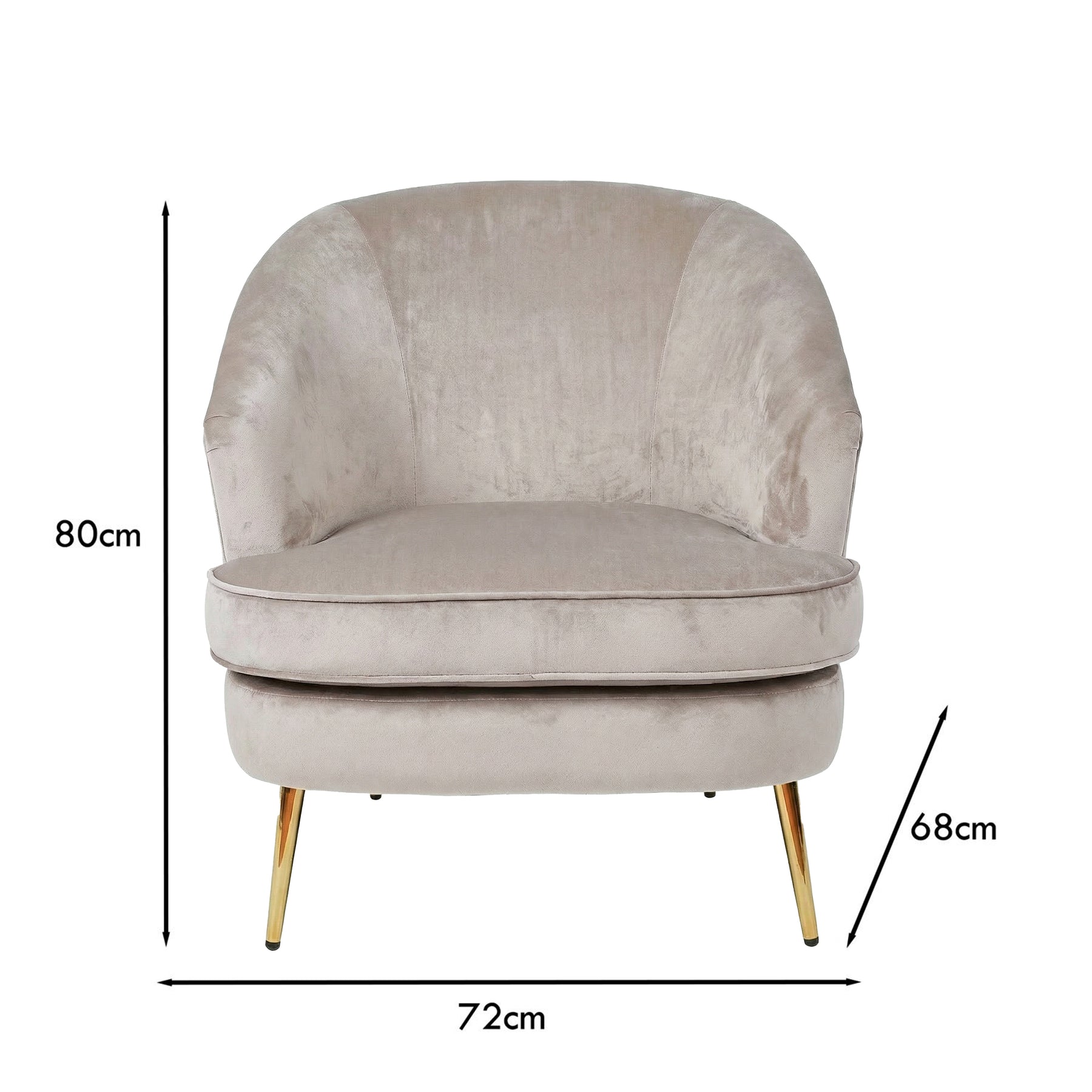 Loretta Armchair Stone Velvet Padded Cushioned Tub Chair