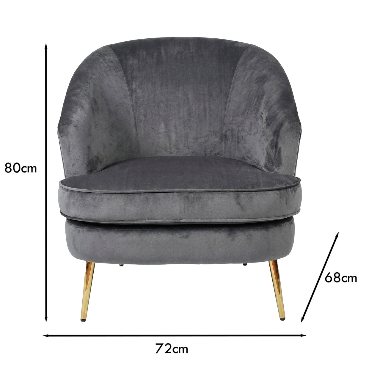 Loretta Armchair Grey Velvet Padded Cushioned Tub Chair