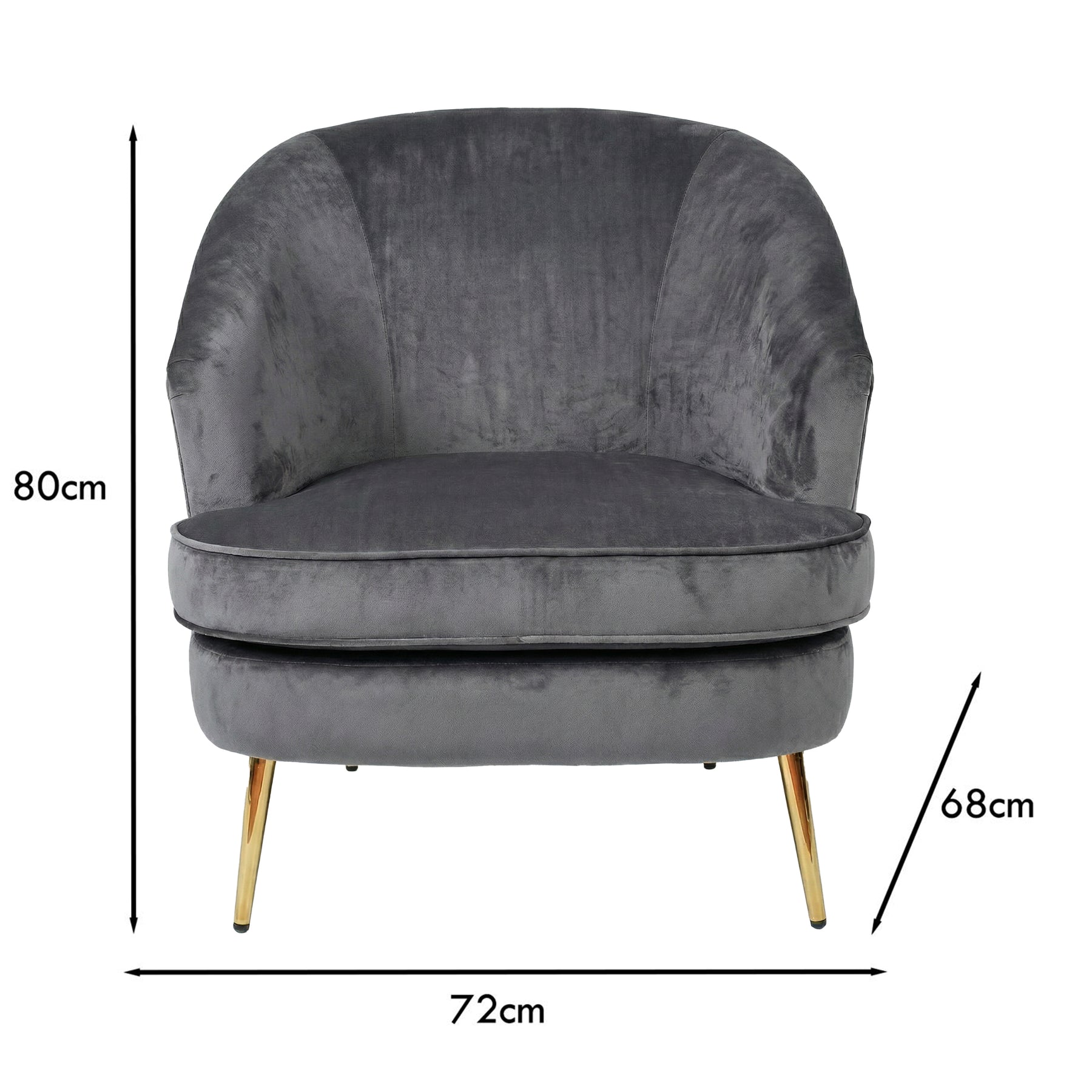 Loretta Armchair Grey Velvet Padded Cushioned Tub Chair