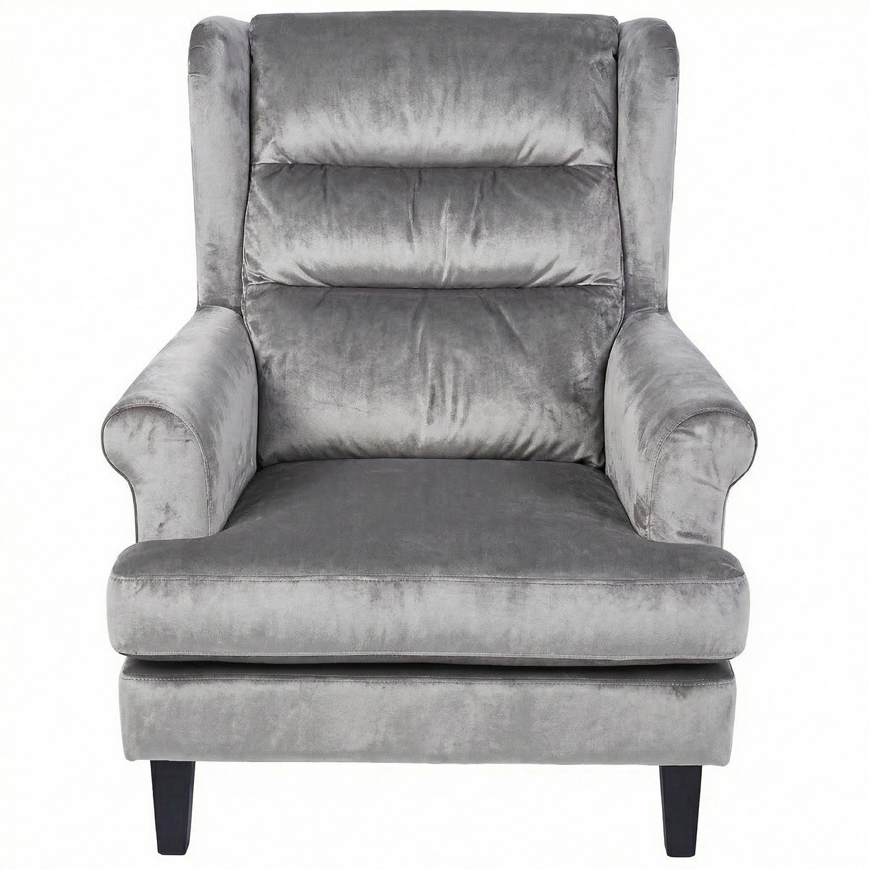 Loretta Armchair Grey Velvet Cushioned Ribbed Back