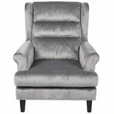 Loretta Armchair Grey Velvet Cushioned Ribbed Back