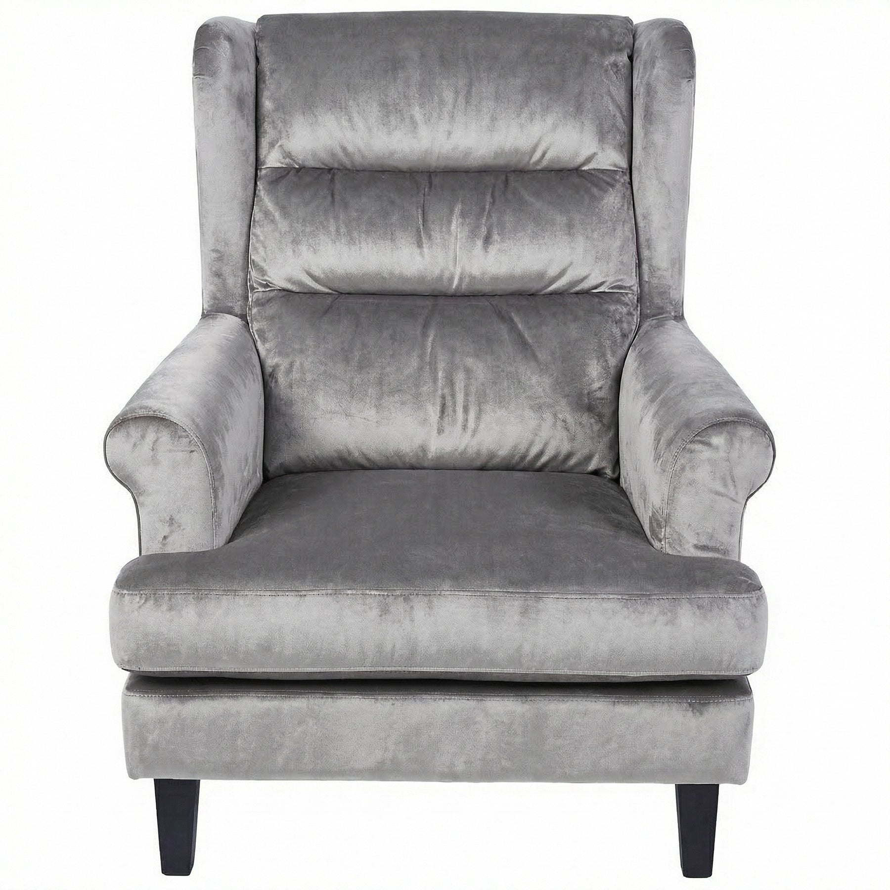 Loretta Armchair Grey Velvet Cushioned Ribbed Back