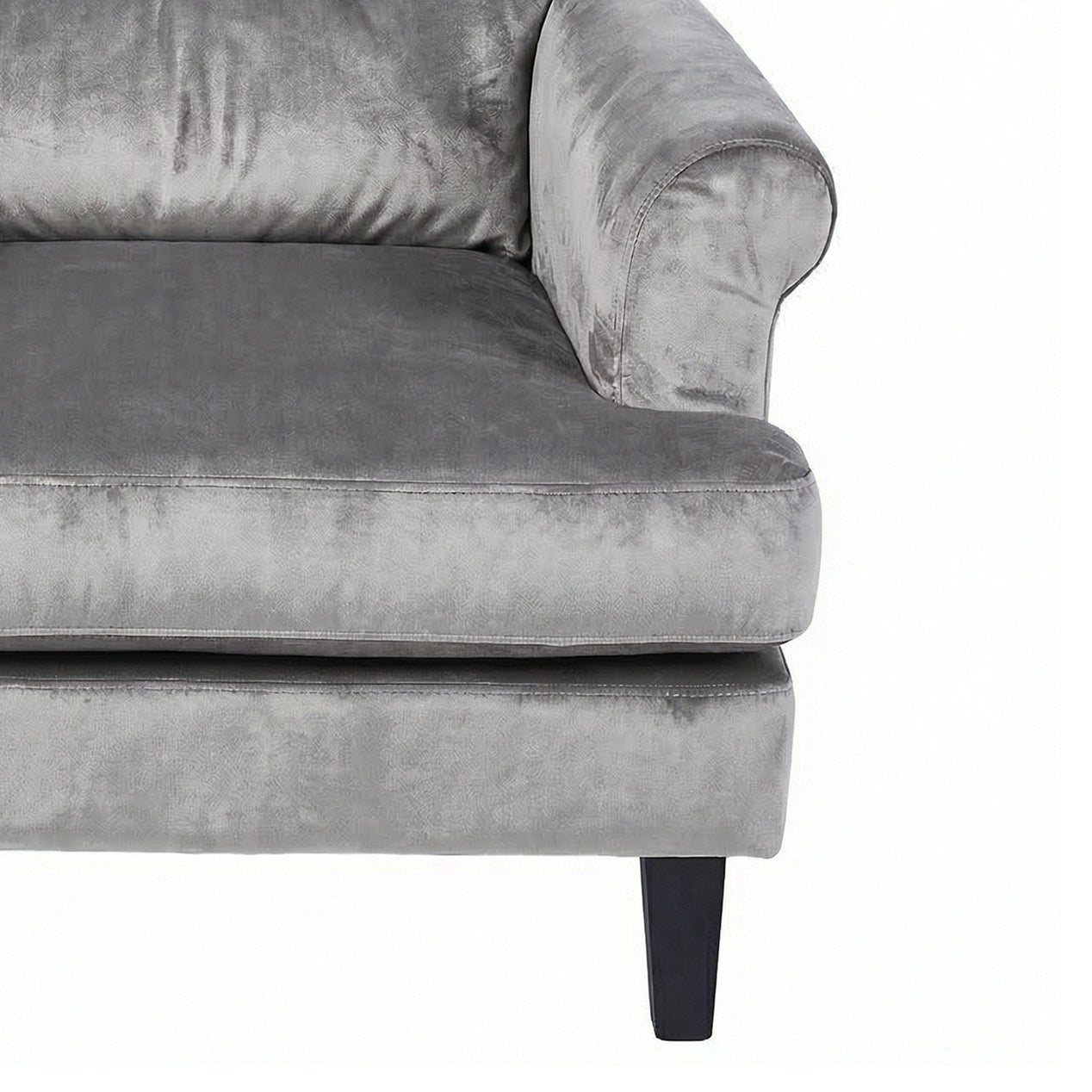 Loretta Armchair Grey Velvet Cushioned Ribbed Back