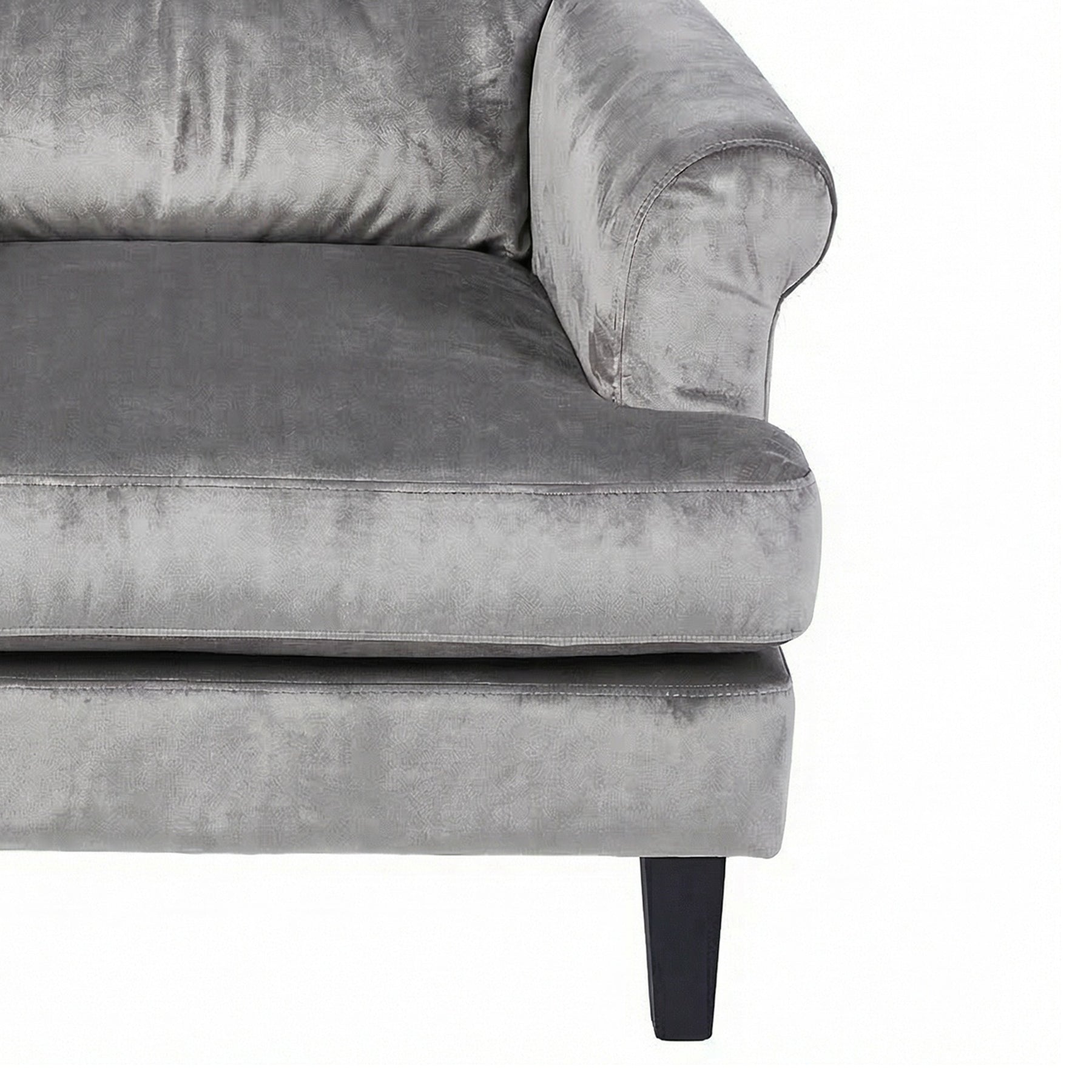 Loretta Armchair Grey Velvet Cushioned Ribbed Back