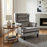 Loretta Armchair Grey Velvet Cushioned Ribbed Back
