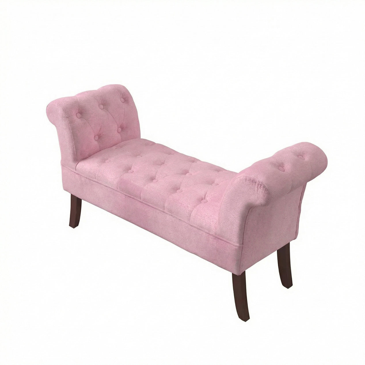 Window Seat Button Tufted Pink Velvet Cushioned Bench