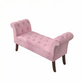 Window Seat Button Tufted Pink Velvet Cushioned Bench