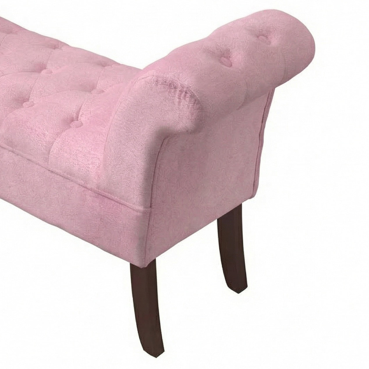 Window Seat Button Tufted Pink Velvet Cushioned Bench