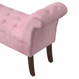 Window Seat Button Tufted Pink Velvet Cushioned Bench