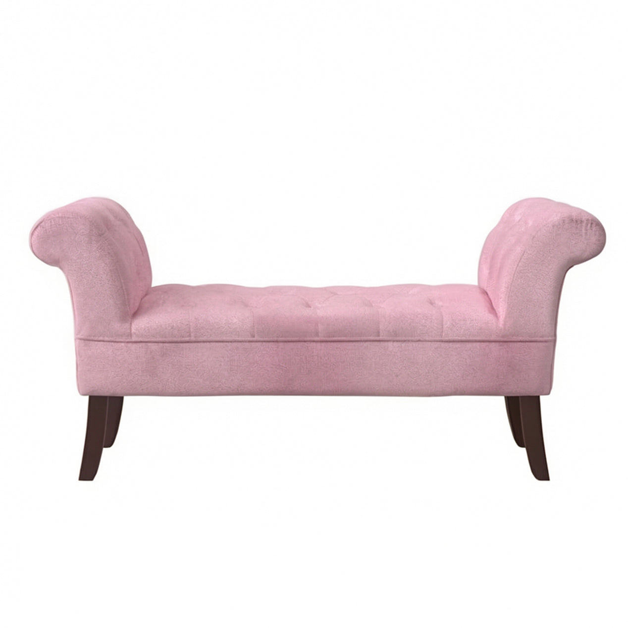 Window Seat Button Tufted Pink Velvet Cushioned Bench