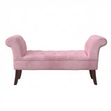 Window Seat Button Tufted Pink Velvet Cushioned Bench