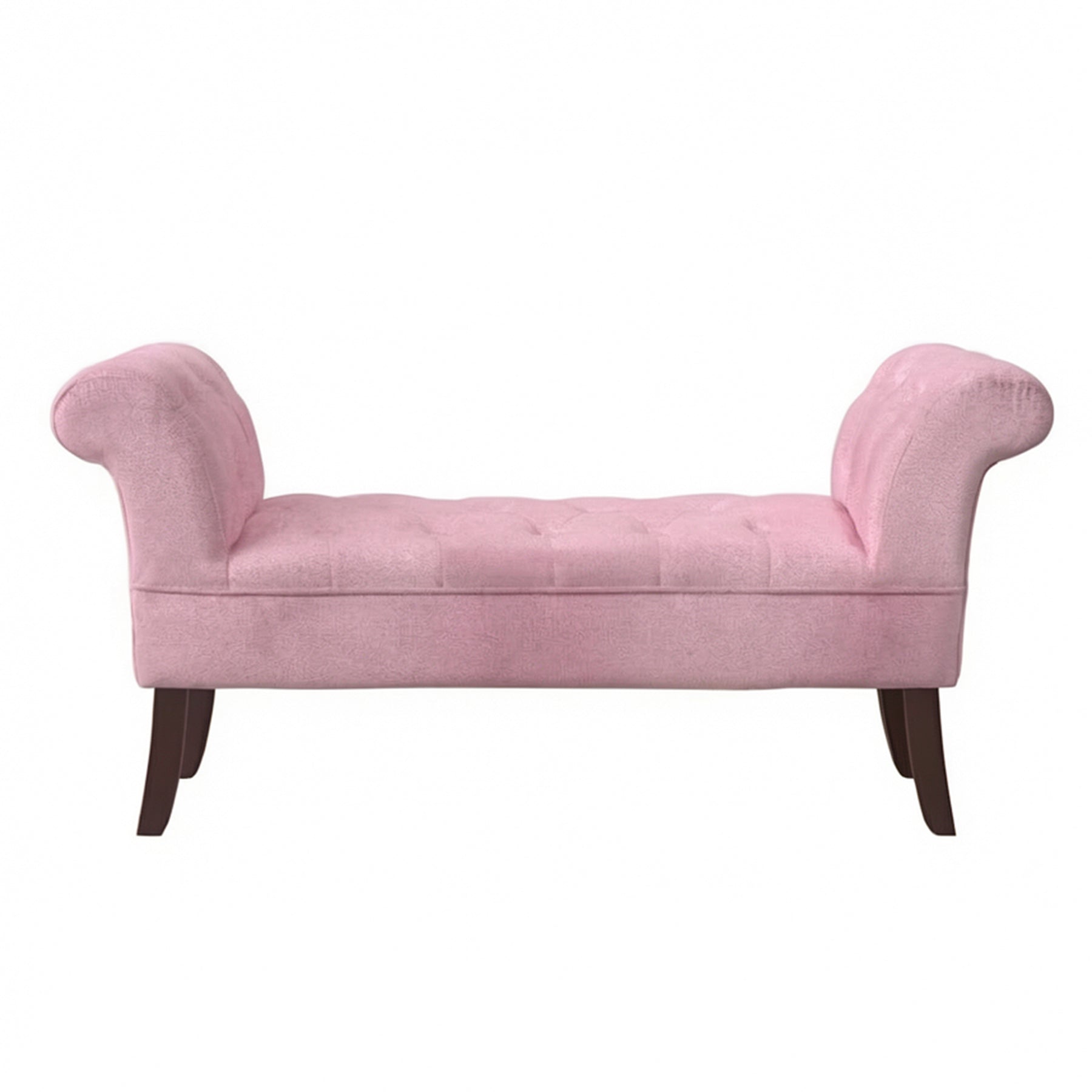 Window Seat Button Tufted Pink Velvet Cushioned Bench