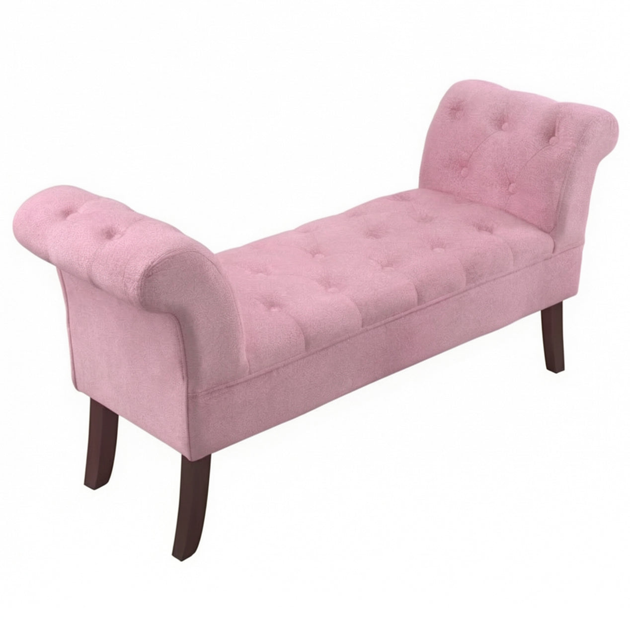 Window Seat Button Tufted Pink Velvet Cushioned Bench