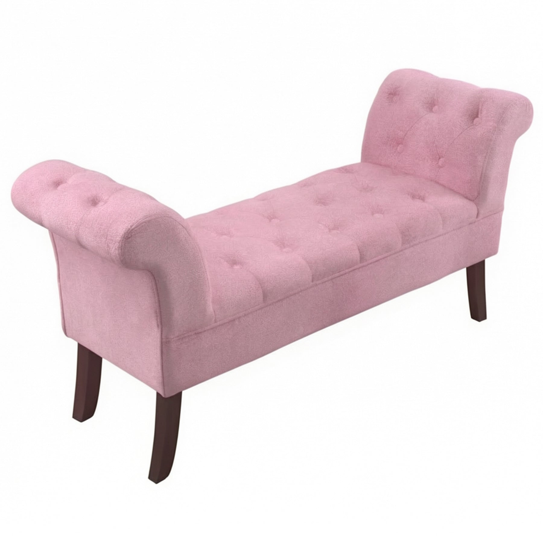 Window Seat Button Tufted Pink Velvet Cushioned Bench