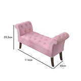 Window Seat Button Tufted Pink Velvet Cushioned Bench
