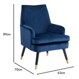 Loretta Accent Chair Midnight Blue Velvet Padded Armchair