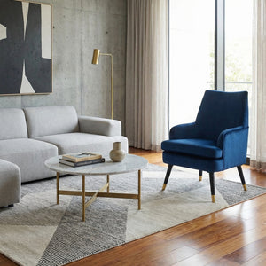 Loretta Accent Chair Midnight Blue Velvet Padded Armchair