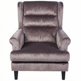 Loretta Armchair Mink Velvet Cushioned Ribbed Back