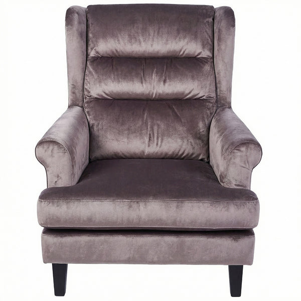 Loretta Armchair Mink Velvet Cushioned Ribbed Back