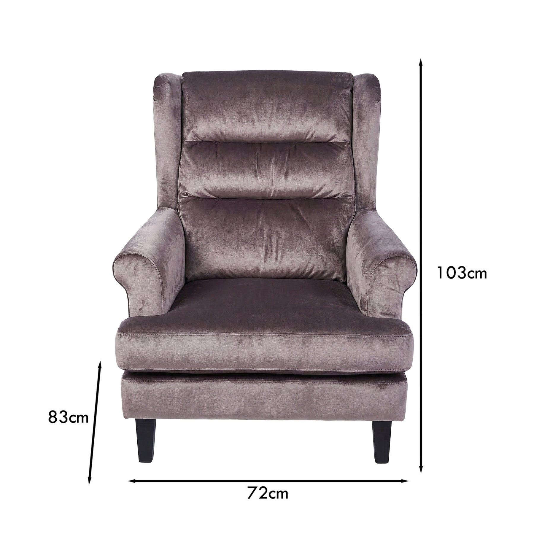 Loretta Armchair Mink Velvet Cushioned Ribbed Back