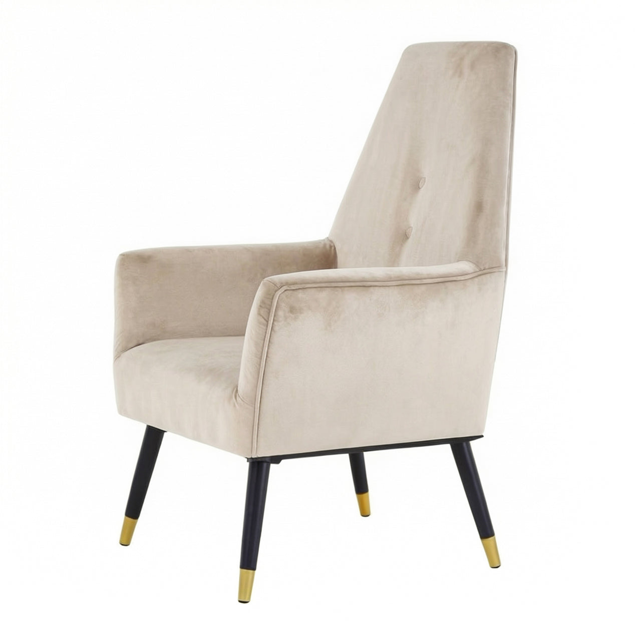 Loretta Accent Chair Stone Velvet Button Detail Armchair