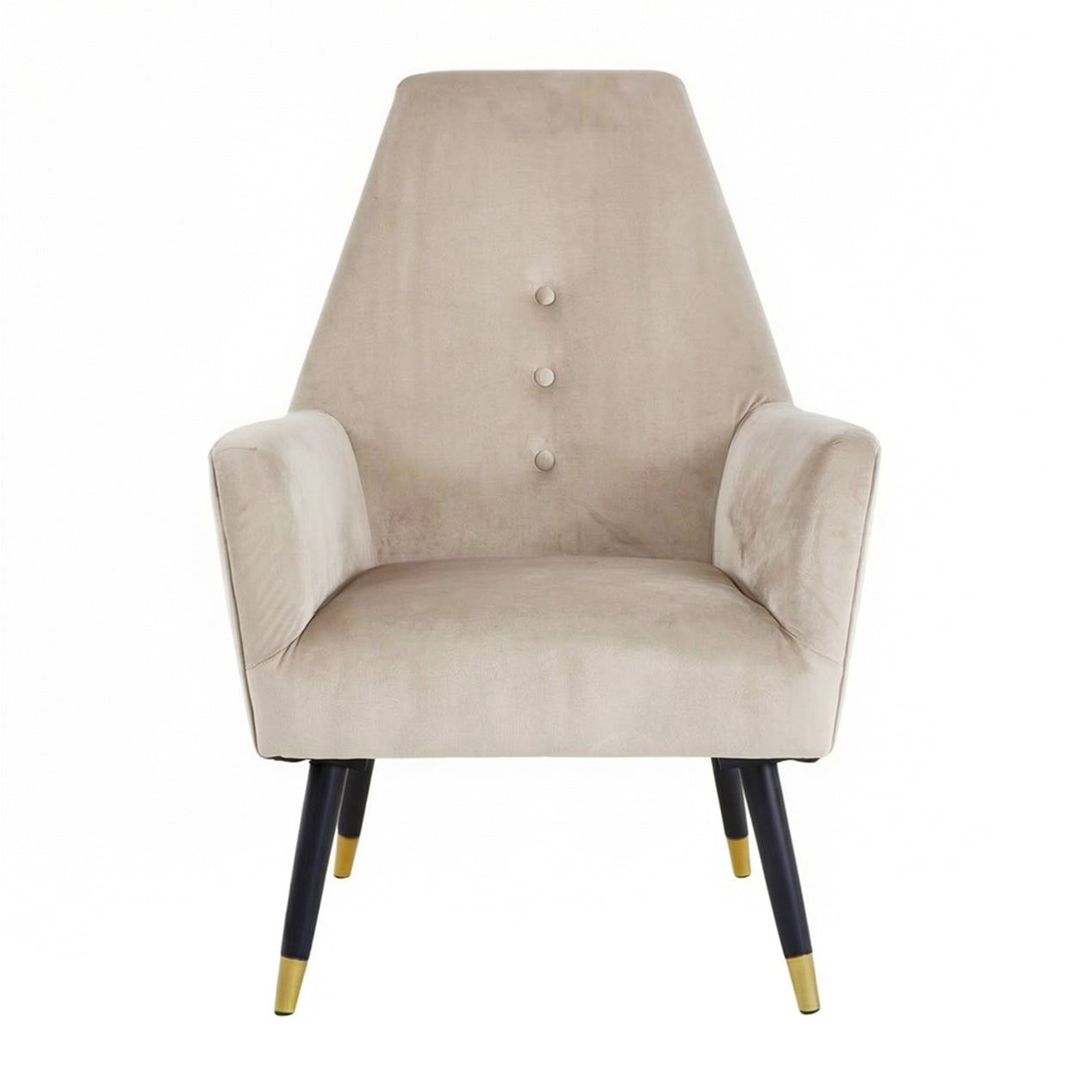 Loretta Accent Chair Stone Velvet Button Detail Armchair