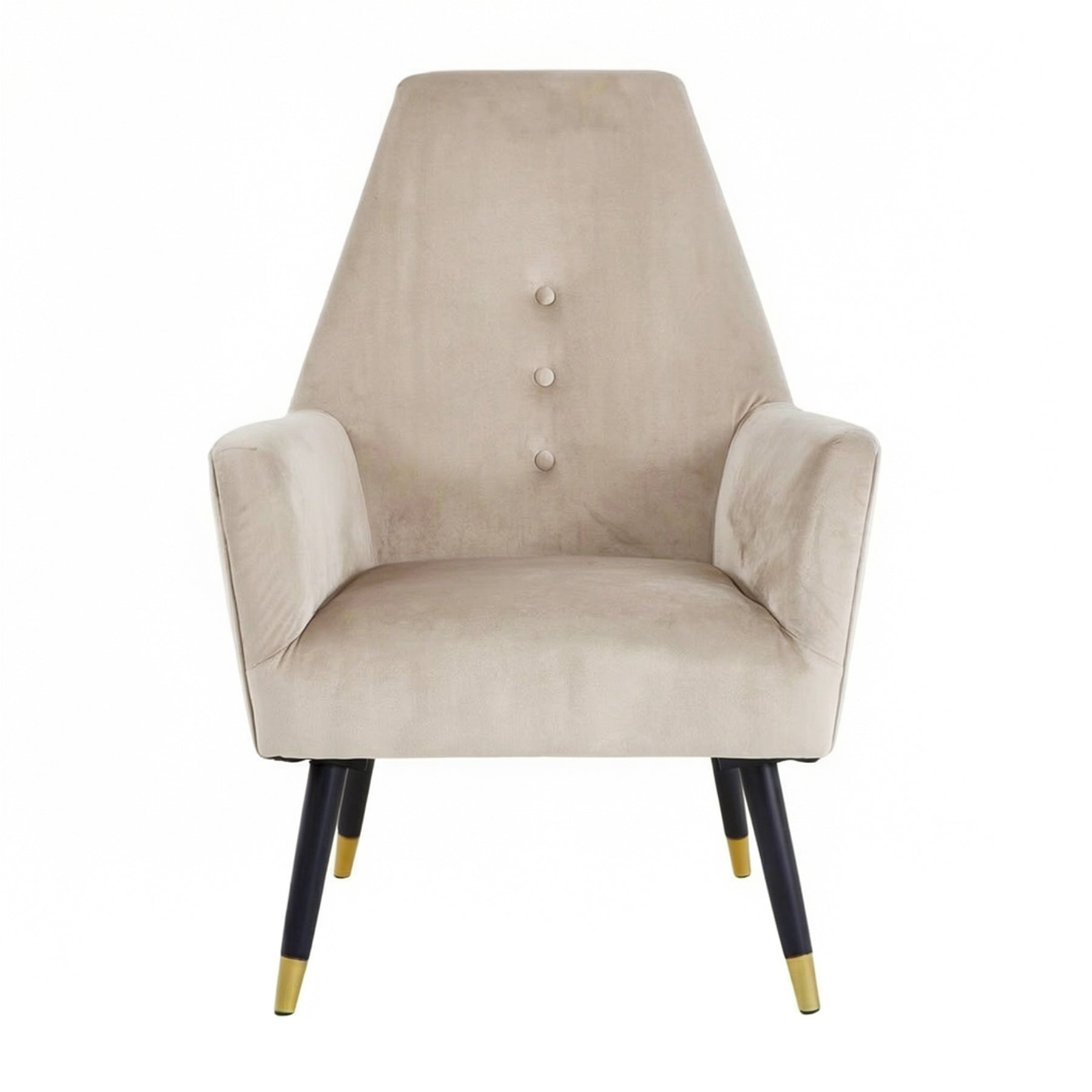 Loretta Accent Chair Stone Velvet Button Detail Armchair