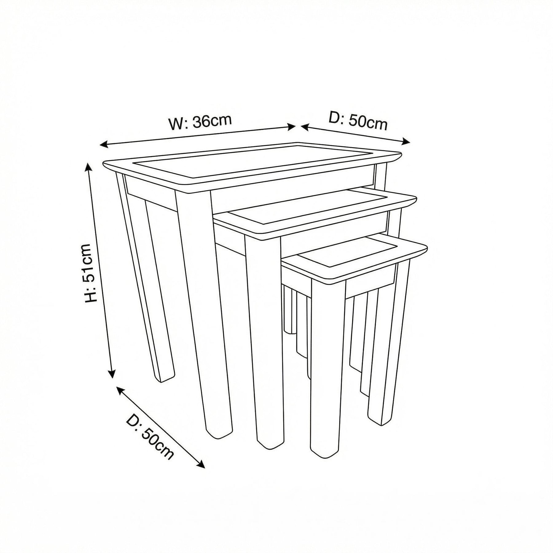 Taberno Oak Assembled Nest Of 3 Tables