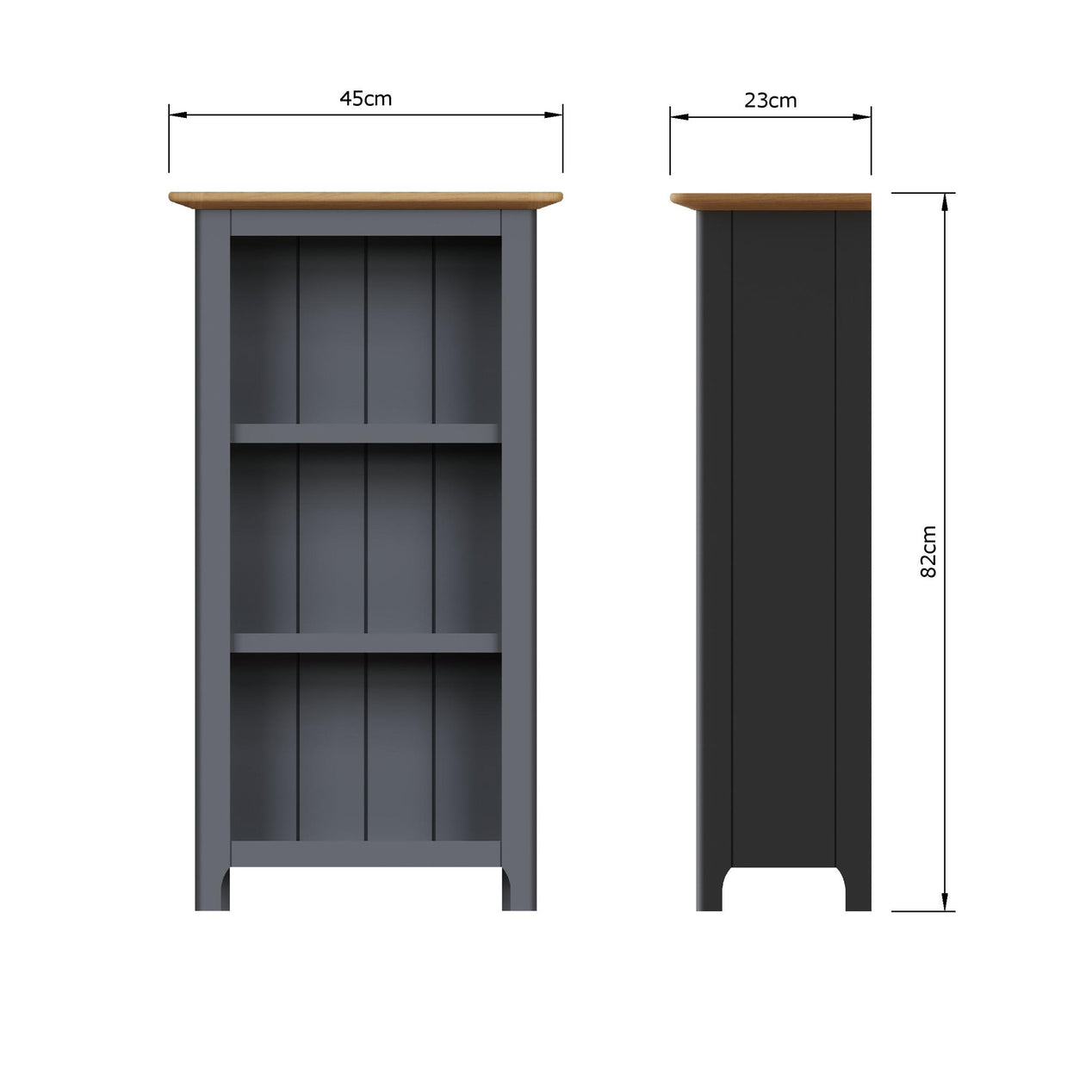 Taberno Oak 3 Tier Bookcase Graphite Blue