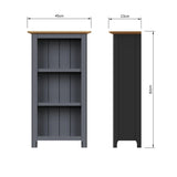 Taberno Oak 3 Tier Bookcase Graphite Blue