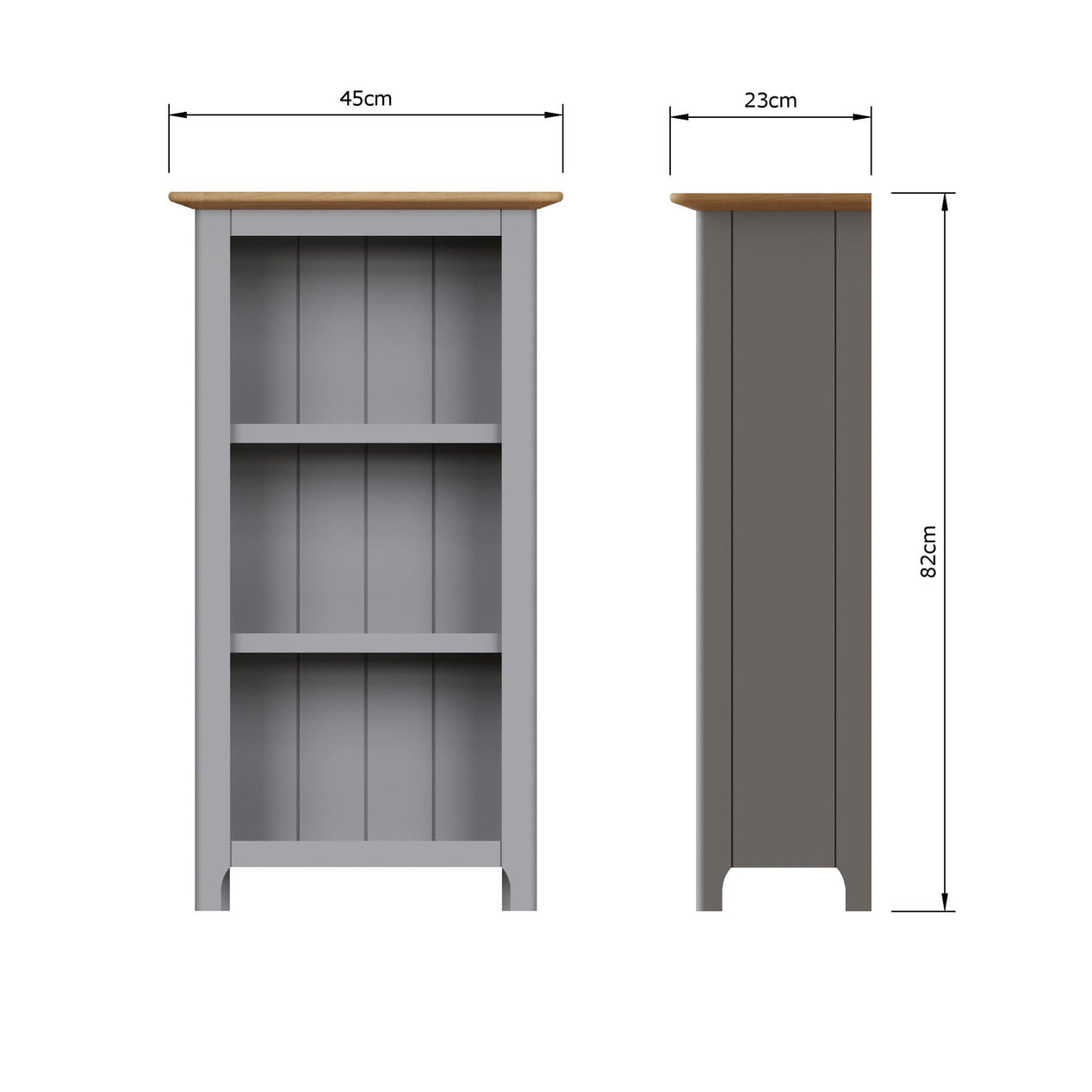 Taberno Oak 3 Tier Bookcase Dove Grey