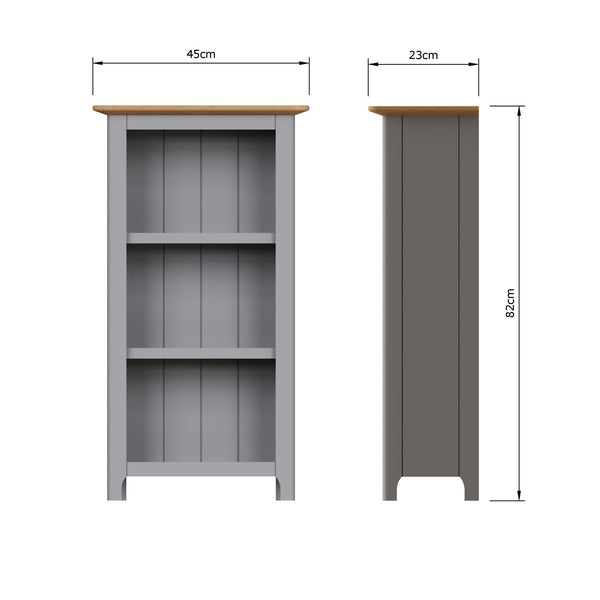 Taberno Oak 3 Tier Bookcase Dove Grey