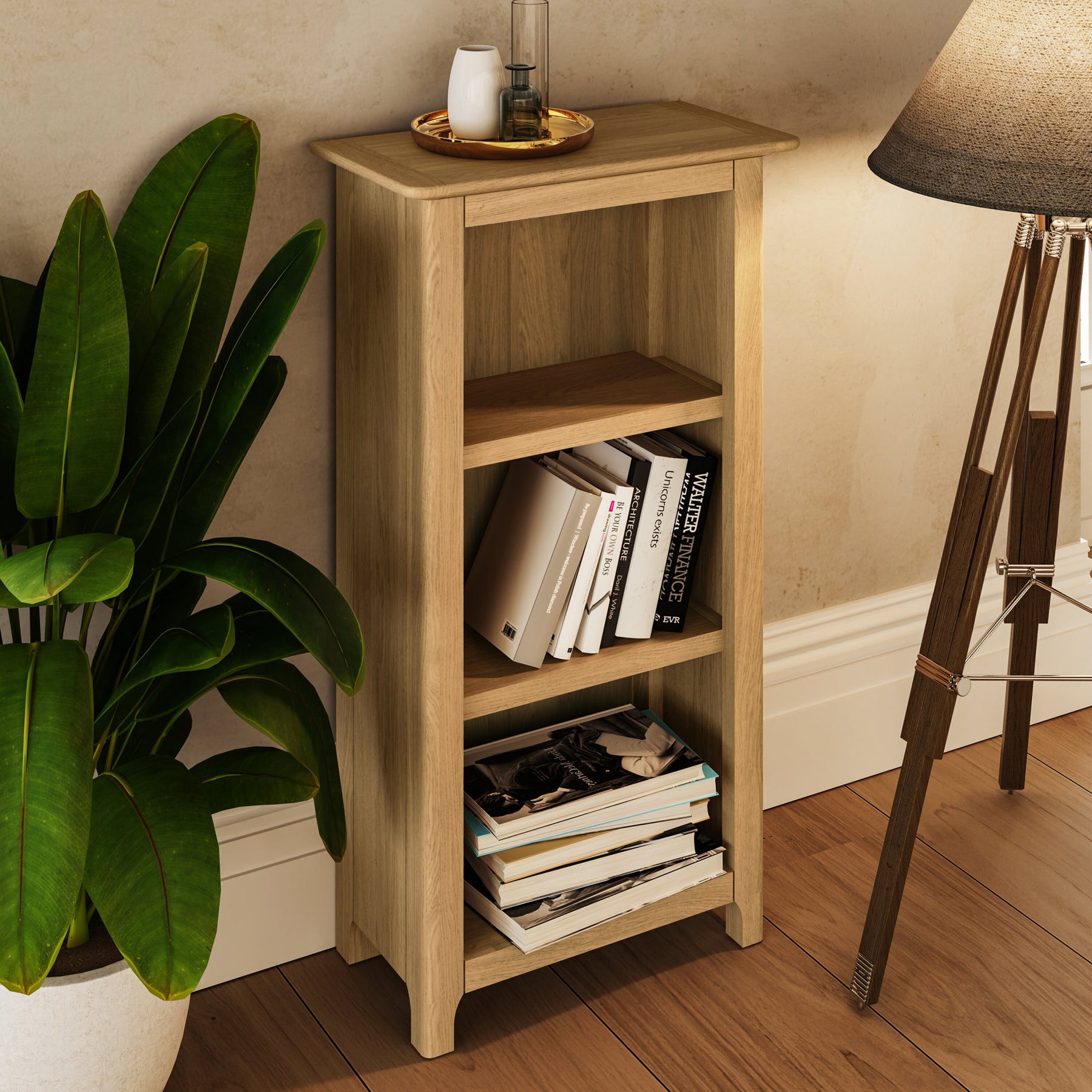 Taberno Oak 3 Tier Bookcase Natural Oak