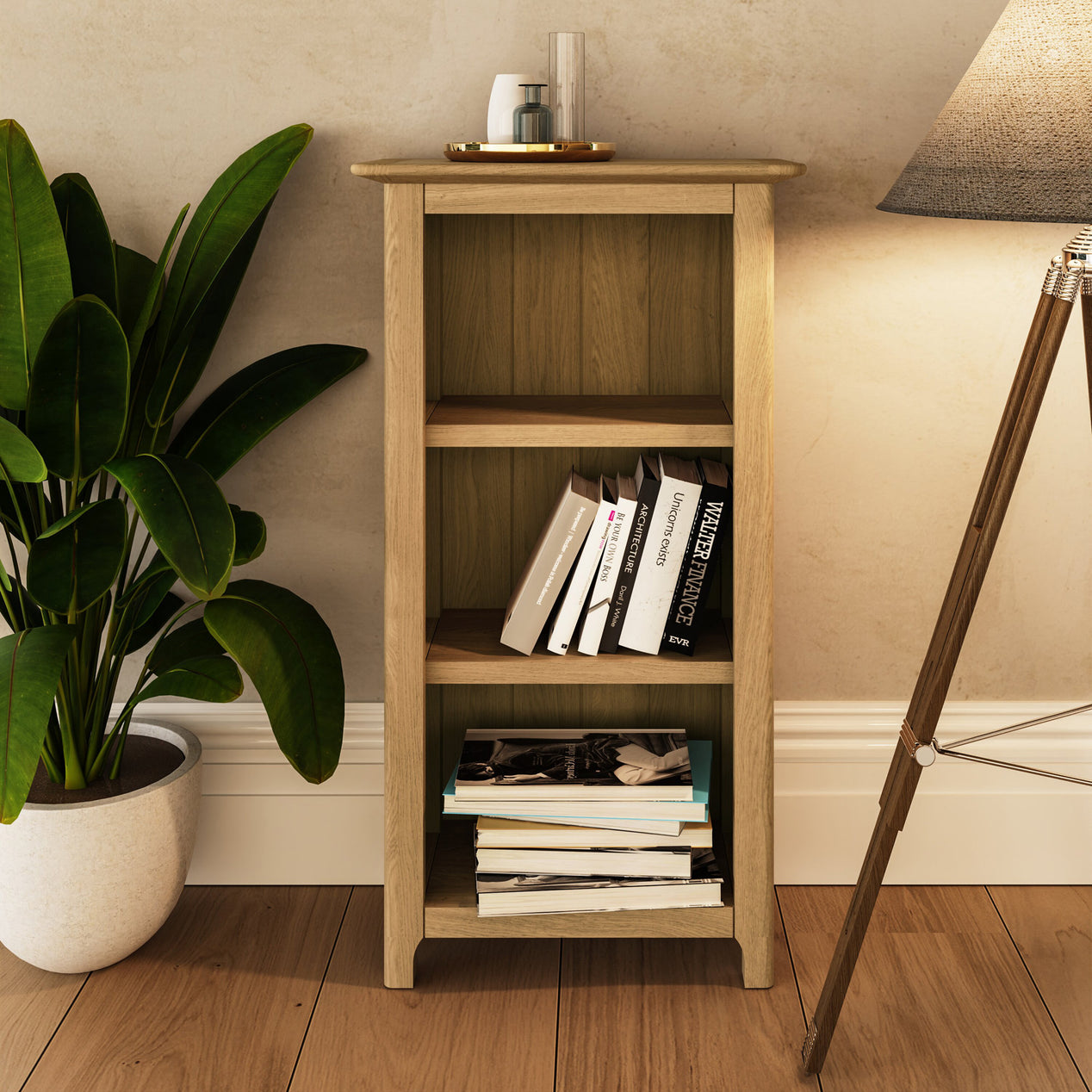 Taberno Oak 3 Tier Bookcase Natural Oak