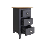 Taberno Oak 3 Drawer Bedside Table Nightstand Cabinet Graphite Blue