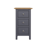 Taberno Oak 3 Drawer Bedside Table Nightstand Cabinet Graphite Blue